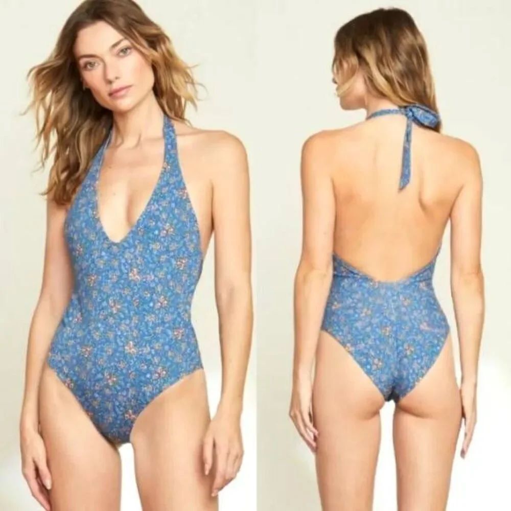 NWT Veronica Beard Sails Micro Floral Blue One Piece Swimsuit Sz XS